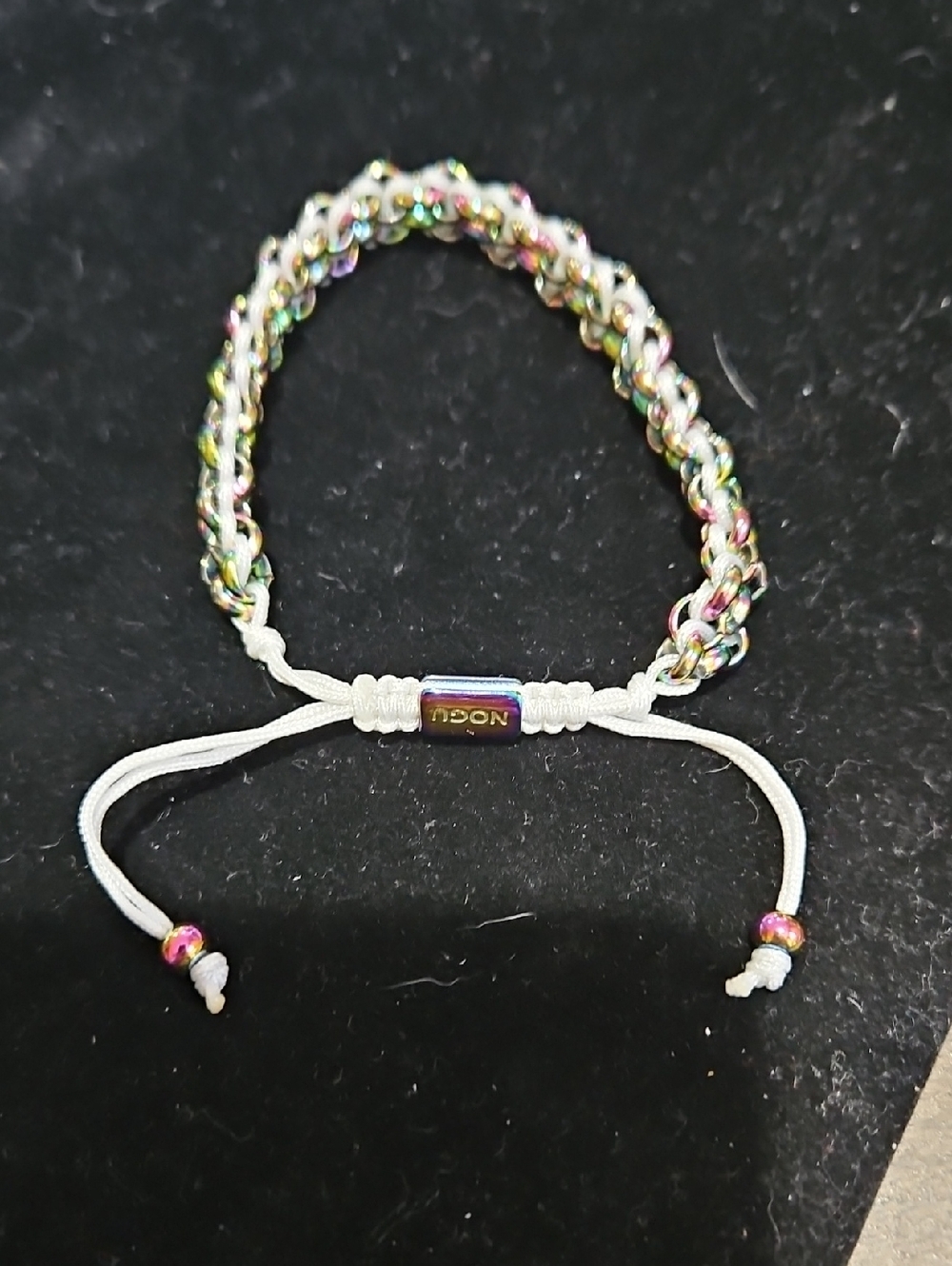 NOGU Braided Adjustable Bracelet in Iridescent Multi & White